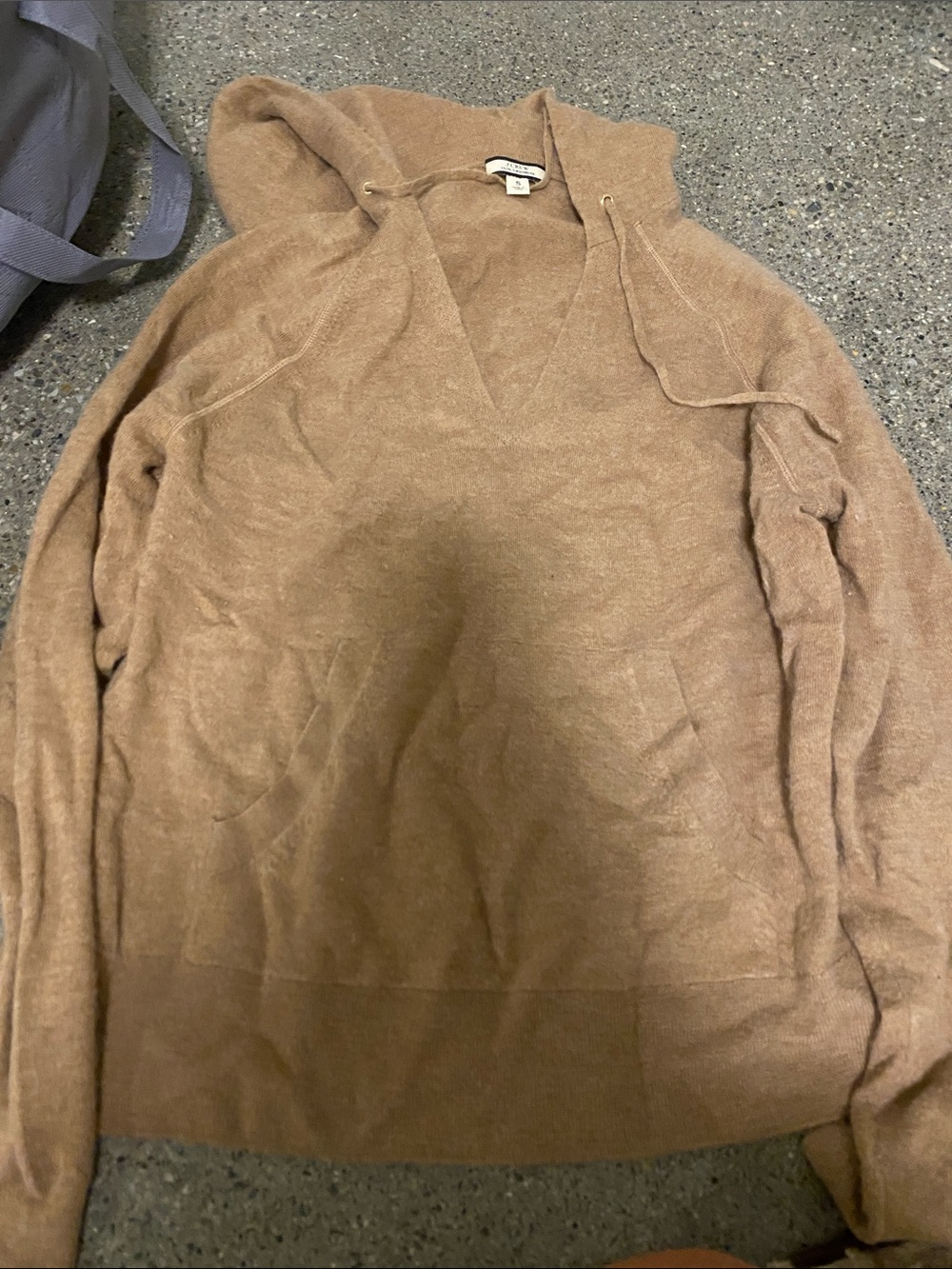 Women’s Hooded V-Neck Sweater in Camel